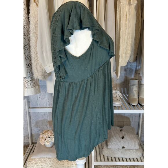 Rewind Women's Size 1X Sage Green Crochet Babydoll Blouse #0324 - Picture 3 of 8